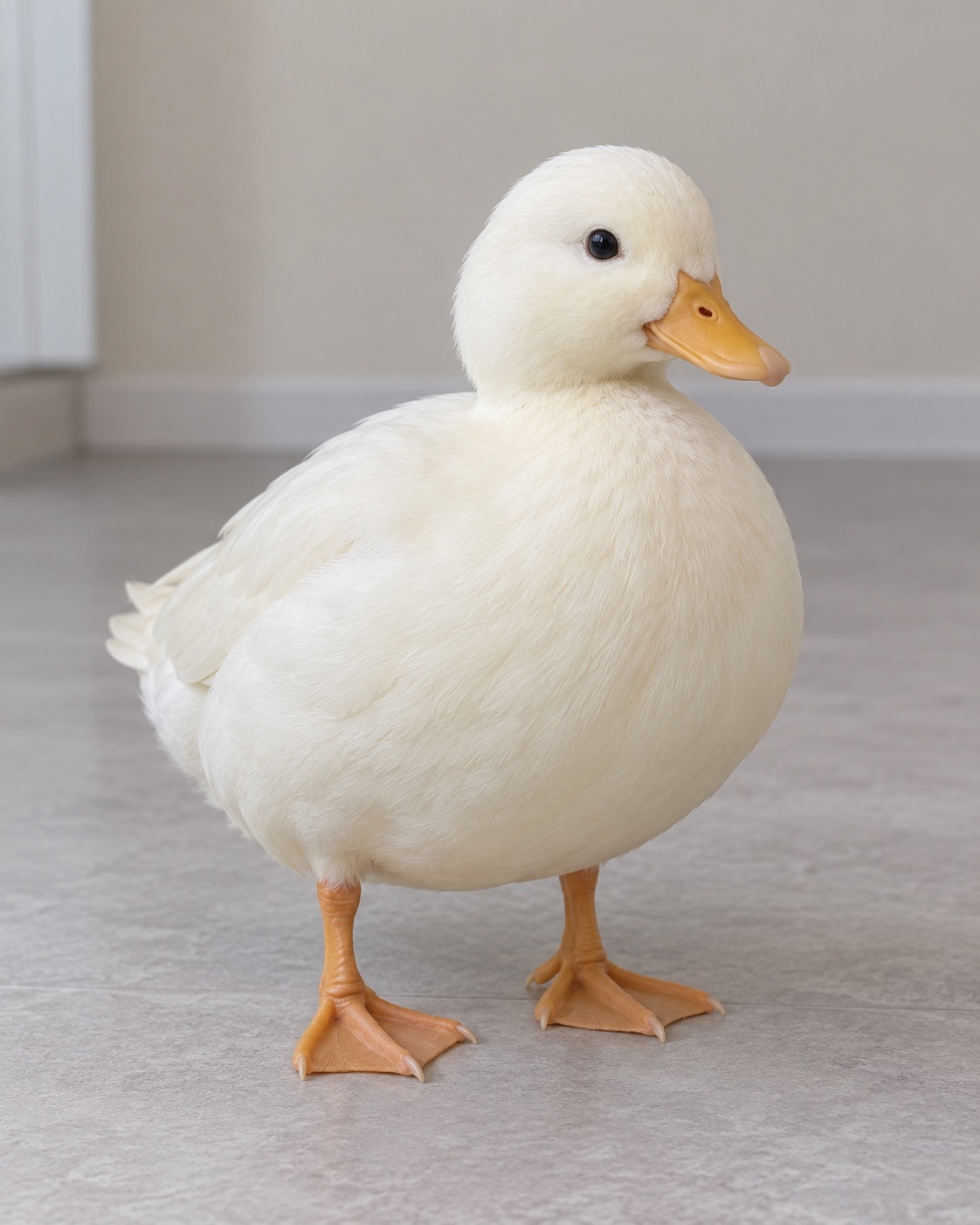 AI illustration of a white Call duck, example photo for the helmet pet